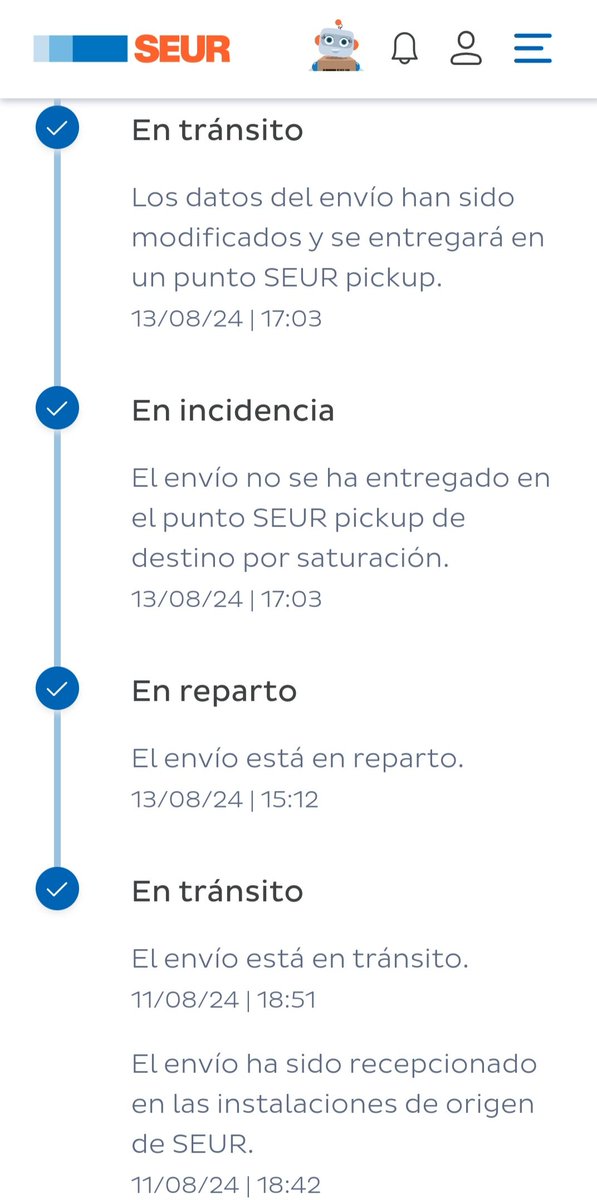 AdolfoCaiman's tweet photo. @SEUR_responde 
Una semana sin pasar por el sitio de entrega , mintiendo en cada notificación,  sois la peor paqueteria con diferencia. Cada vez que pida algo y ponga que sois los encargados anulare el pedido. Paquete devuelto después de 2SEMANAS de retraso y otro más igual https://t.co/8yJXWeDY9D