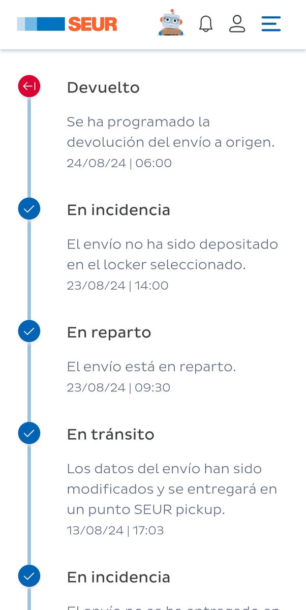 AdolfoCaiman's tweet photo. @SEUR_responde 
Una semana sin pasar por el sitio de entrega , mintiendo en cada notificación,  sois la peor paqueteria con diferencia. Cada vez que pida algo y ponga que sois los encargados anulare el pedido. Paquete devuelto después de 2SEMANAS de retraso y otro más igual https://t.co/8yJXWeDY9D