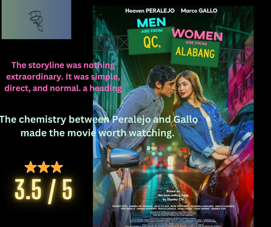 CINE SILIP (@_cinesilip) on Twitter photo The storyline was nothing extraordinary. It was simple, direct, and normal.
Our full movie review: boxd.it/7az4Jv
#MenAreFromQCWomenAreFromAlabang
Now Streaming on #Netflix
<a href="/itsmeMarcoG/">Marco C. Gallo</a> #HeavenPeralejo The storyline was nothing extraordinary. It was simple, direct, and normal.
Our full movie review: boxd.it/7az4Jv
#MenAreFromQCWomenAreFromAlabang
Now Streaming on #Netflix
<a href="/itsmeMarcoG/">Marco C. Gallo</a> #HeavenPeralejo