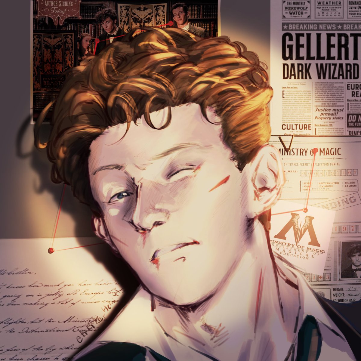 Theo_02150224's tweet image. #NewtScamander #TheseusScamander #Fanart