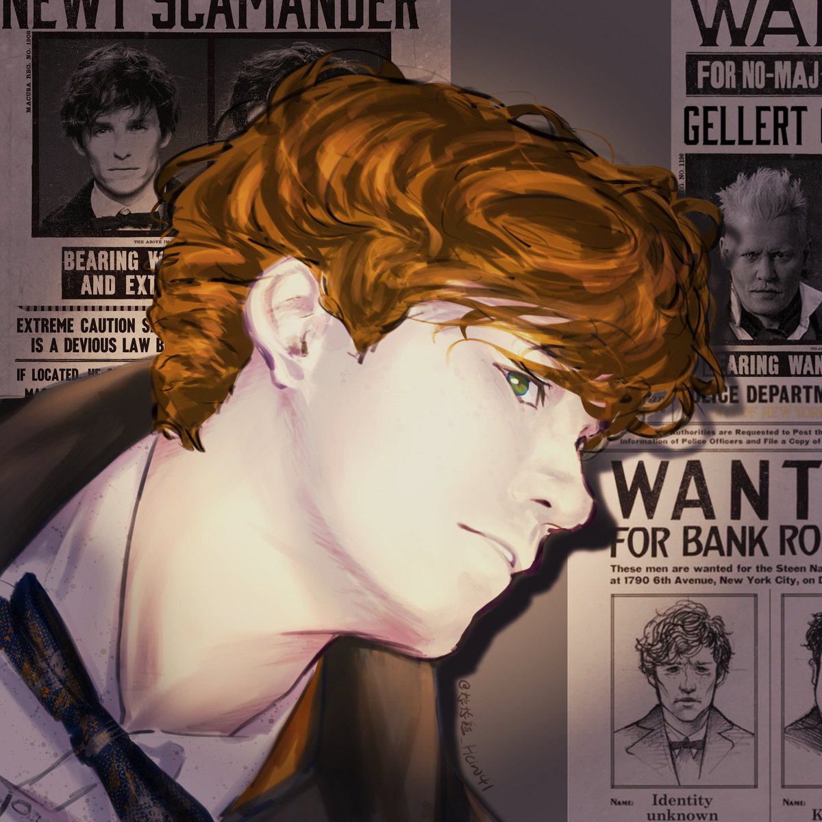 Theo_02150224's tweet image. #NewtScamander #TheseusScamander #Fanart