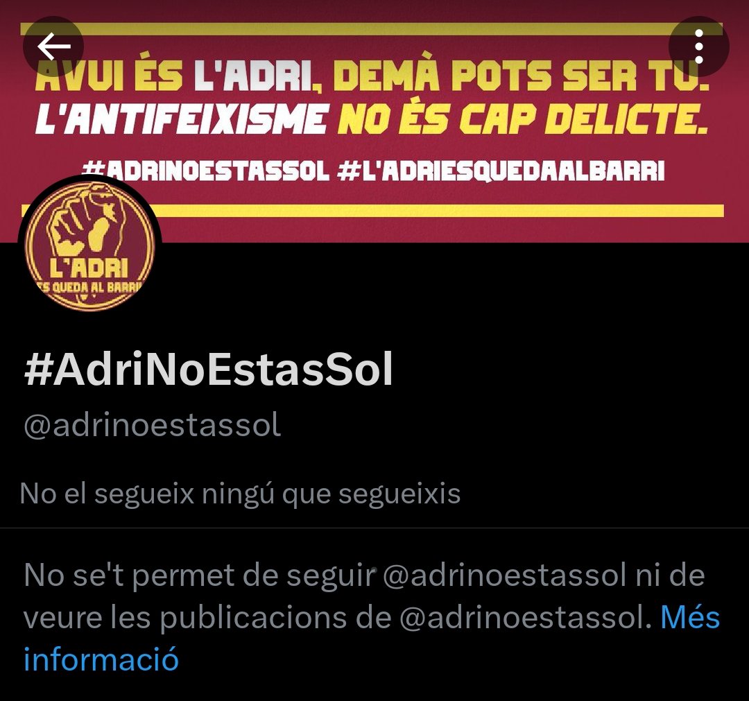 Per DEMENCIALS aquells que mai respecteu l'opinió dels que discrepen amb la vostra. Els vostres ideals són tan febles que heu de blocar a qui us retreu educadament la vostra lamentable actitud? El vostre fanatisme antifa és infantiloide, malaltís i antidemocràtic!