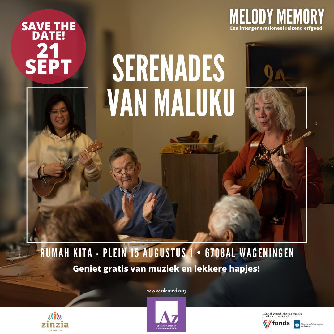 🎶 Save the Date: 21 september! 🎶Serenades van Maluku bij Rumah Kita, Wageningen: een dag vol muziek, cultuur en Molukse liederen. Gratis toegang en richt zich op ouderen en langdurige zorg met dank aan Zinzia Zorggroep en het Vfonds.
#MelodyMemory #Erfgoed #Alzheimer #wam2024