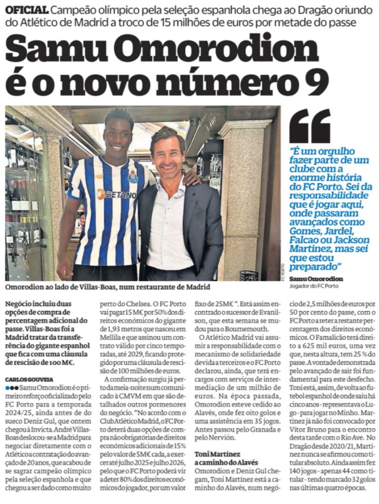 nogu3s's tweet photo. Ainda sobre a surpreendente transferência de Samu Omorodion para o FCPorto.

Atlético de Madrid assume os custos do mecanismo de solidariedade e o FCPorto assume os custos de intermediação.

Custos de intermediação de 1M€. Sim leram bem. 1M€!! 

Afinal é possível. 🐉😎 https://t.co/PEFmDGTz3A