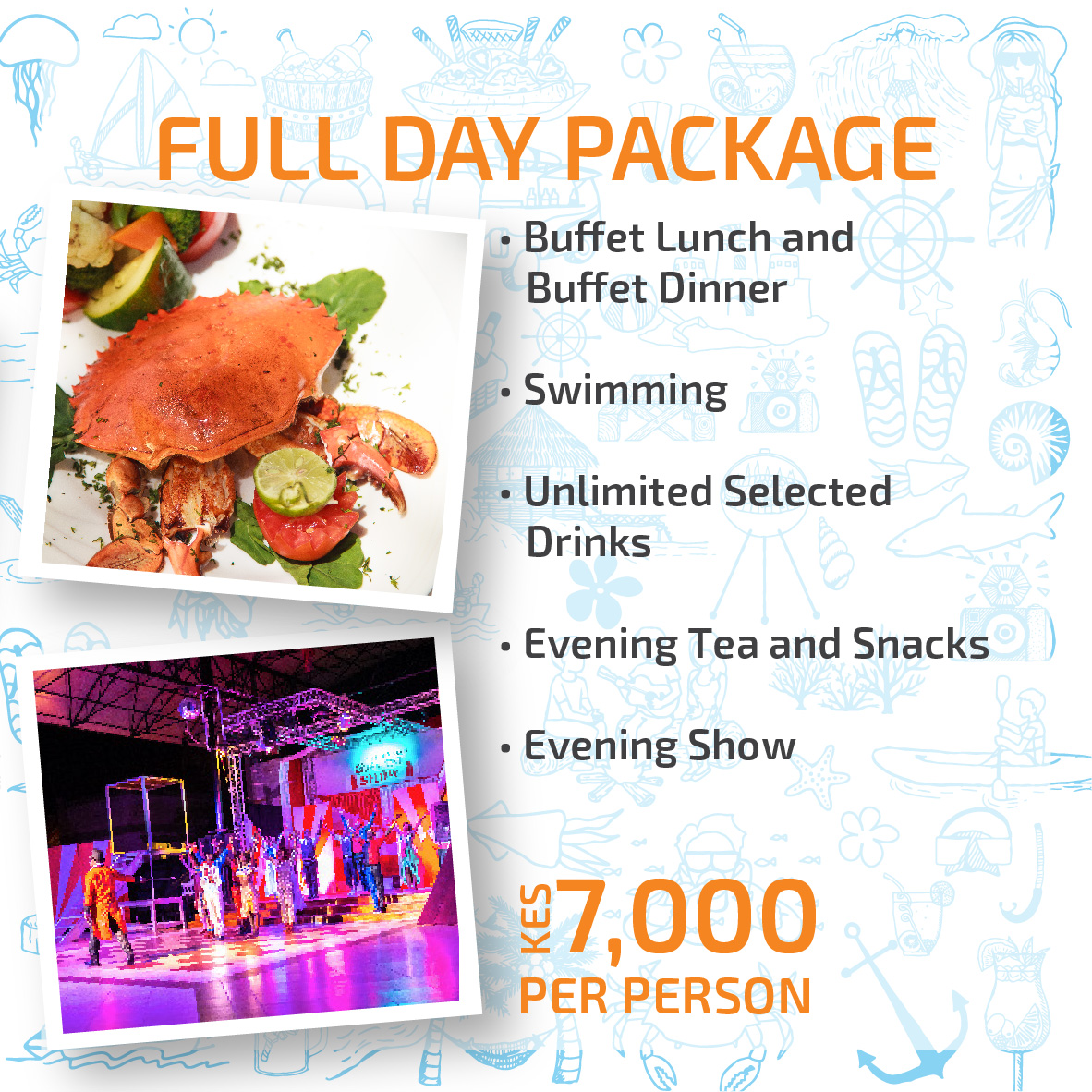 Did you know you can visit us for a day? Pop in for a swim, enjoy a sumptuous buffet lunch, snacks at Kipepeo Bar, unlimited selected drinks &amp; evening tea with canapes, dinner &amp; evening entertainment. 

Call us now to book or for more info.

#InaWorldofItsOwn #Diani