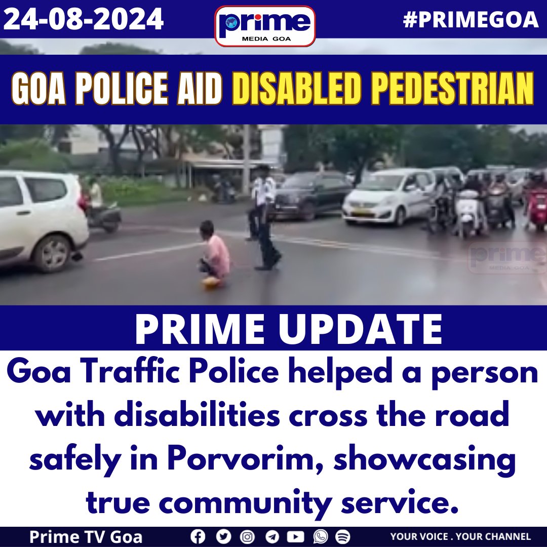 PrimeTVGoa's tweet image. Goa Police Aid Disabled Pedestrian

#goatrafficpolice #humanityfirst #personwithdisability #Safety #roadaccident #community #kindness #appreciationpost