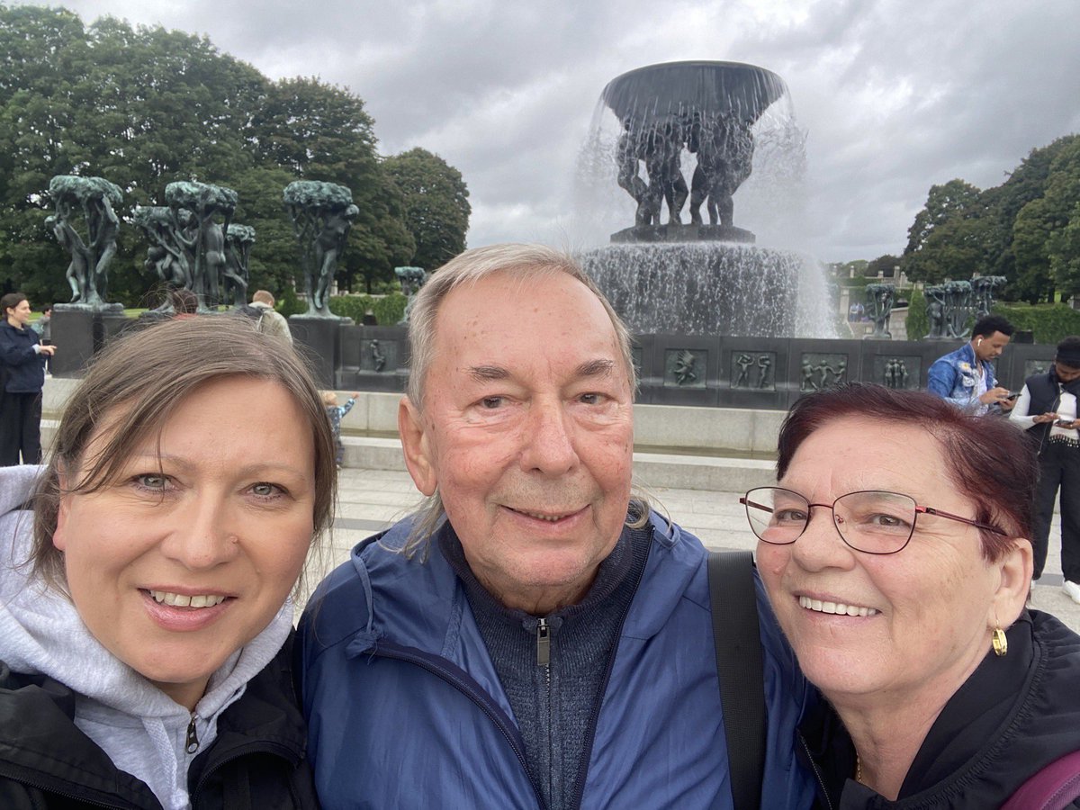 Exploring Norway with my dad and his lovely wife! 😍 Our trip to Vigeland Park is unforgettable. 🇳🇴 If you haven’t been, you’re missing out on stunning sculptures &amp; good vibes! Any memorable family trips lately? #FamilyTime #NorwayAdventures #TravelLove