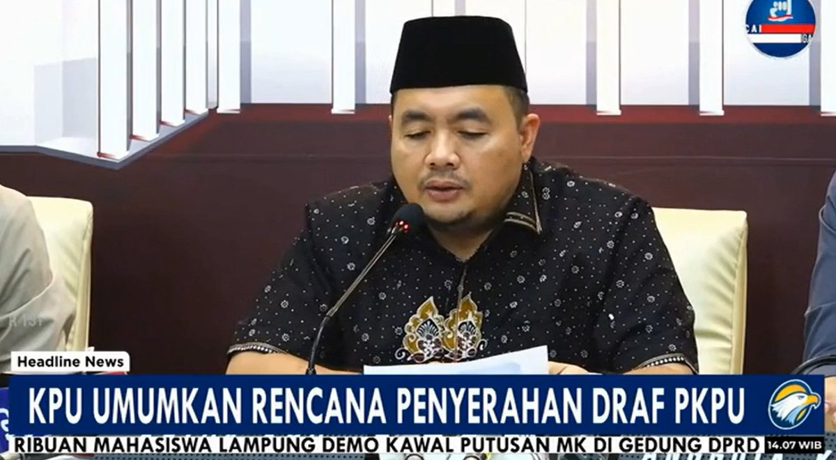 KPU Umumkan Rencana Penyerahan Draf PKPU. Video : instagram.com/reel/C_C1Mv7Jh… #KawalPutusanMK #KPU