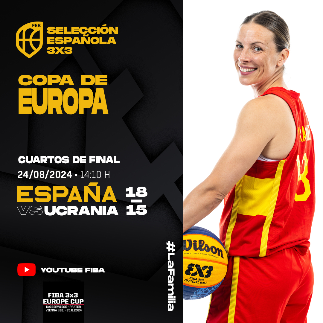 BaloncestoESP's tweet photo. Otra nueva LECCIÓN de un equipo FIABLE 👊

🏆 Cuartos #3x3Europe
🇪🇸 🆚 🇺🇦 (18-15)
📍 Viena
📸https://t.co/zRH2IHCZLf

#SelFEM 🇪🇸 #SomosEquipo https://t.co/FsnvHMZftY