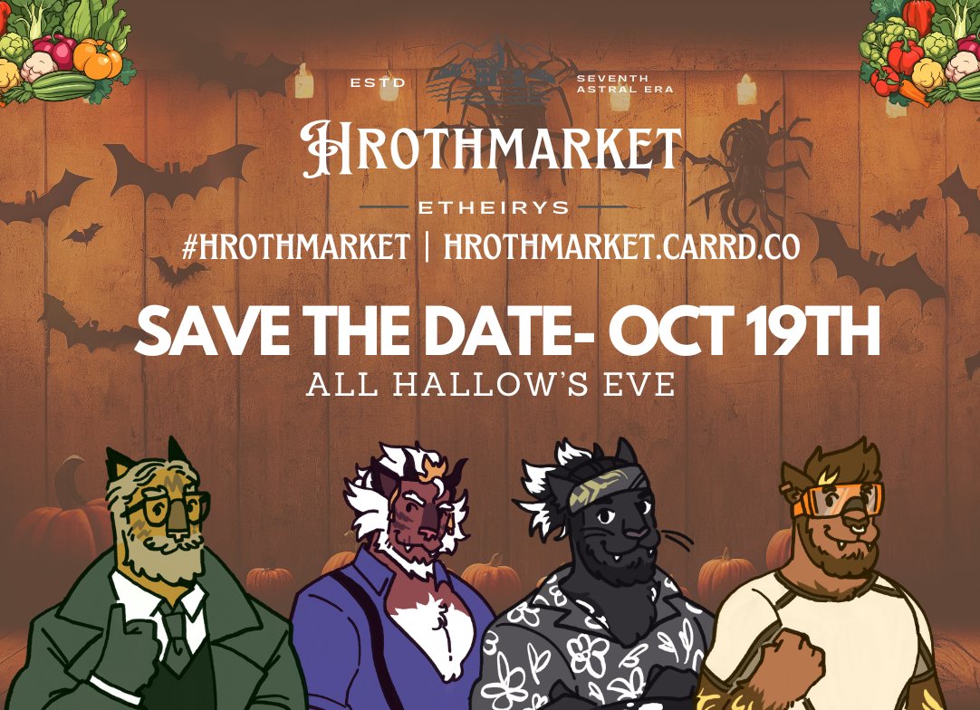 UrrasephFF14's tweet photo. Proud to announce the next Hrothmarket Date. Save it, work it, love it, and enjoy it. 

🎃🎃Theme is? Well, what do you think? 🎃🎃 https://t.co/4I8i9xvFs2