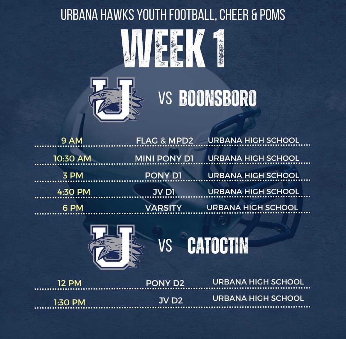 Week 1💥<a href="/UrbanaYouthFB/">Urbana Hawks Youth Football</a> #LetsGoHawks
