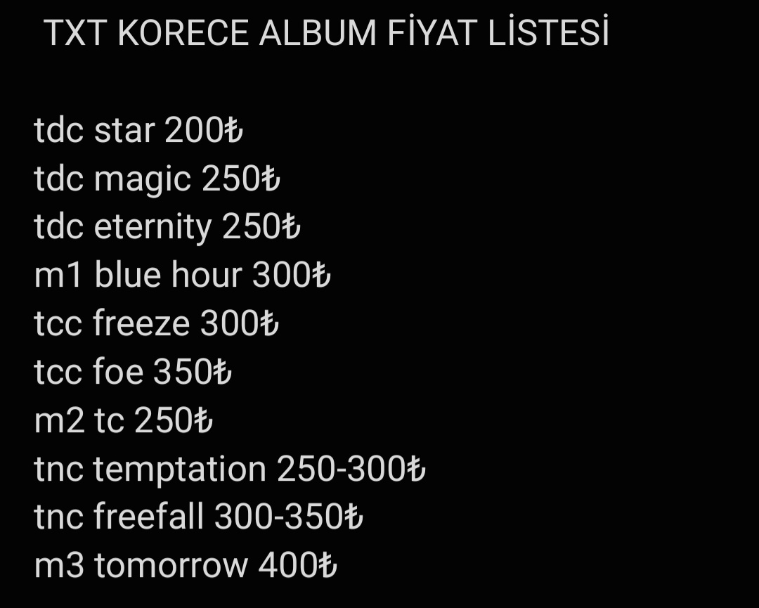 cc arkadaşlarla yaptığımız album fiyatlandırma anketinin sonuçları bu şekilde aşağıya istatistikleri de koyacağım alım satım için size örnek olması açısından listeye bakabilirsiniz 💖 (standart versiyonlar sadece)