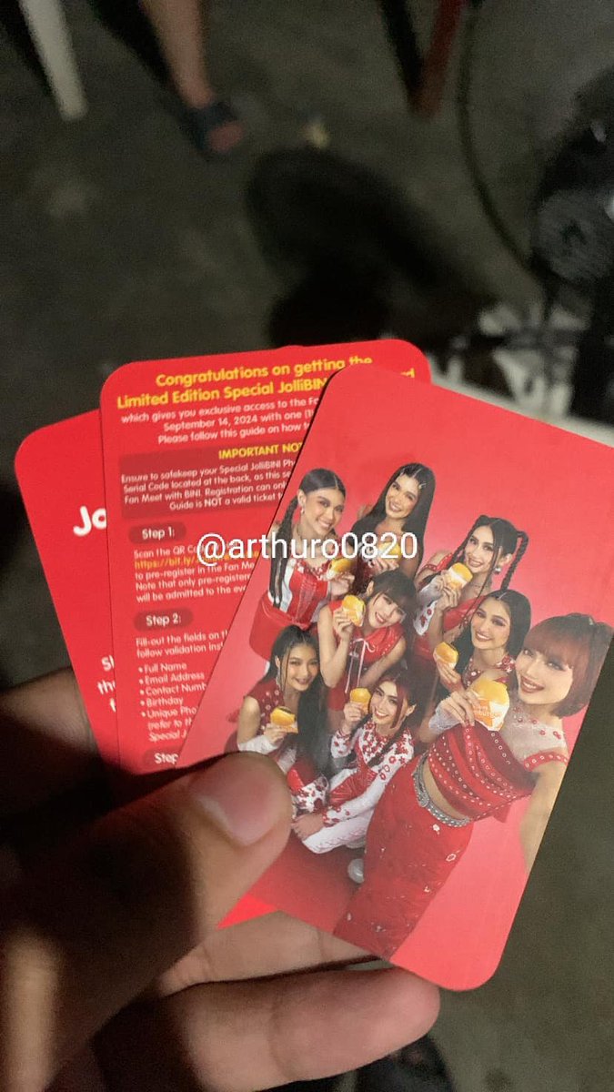 arthuro0820's tweet photo. HELPING A FRIEND!

🏷️ JOLLIBEE X BINI OT8 GROUP PHOTOCARD (UNSCANNED)
🏷️ PC HOLDER + 1 COMPANION = 2 PERSON FOR FANMEET

🏷️ CAN DO MEET UP AROUND PAMPANGA 
🏷️ FRESH PULL
🏷️ NAME YOUR OWN PRICE 
🏷️ DM IS THE KEY

BINI aiah maloi colet jhoanna staku gwen sheena mikha jollibini ot8 https://t.co/jNjJhrVcey