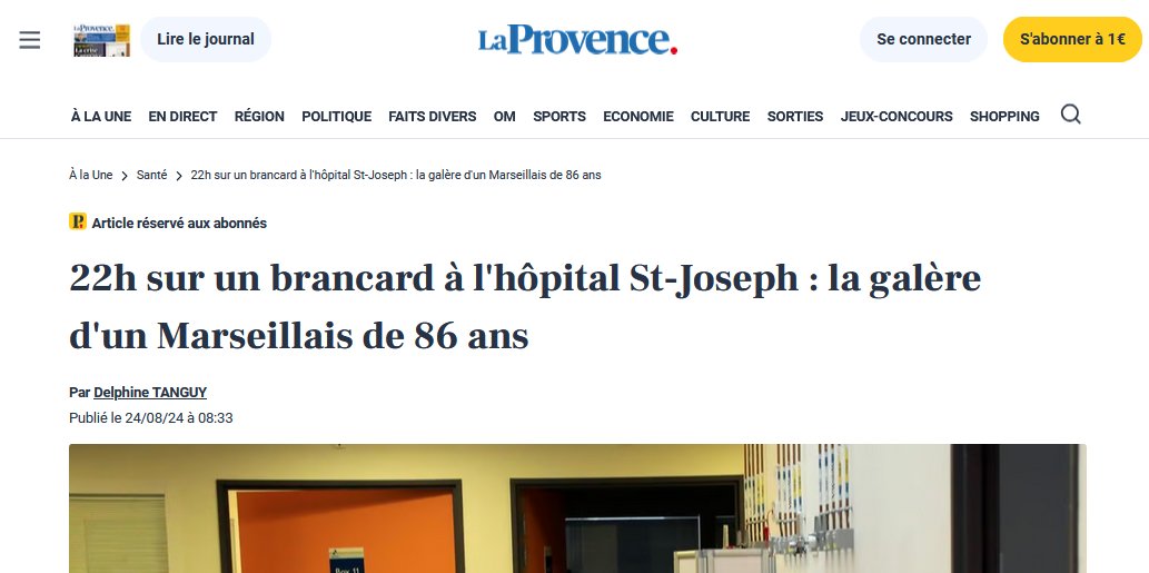 nicolasberrod's tweet image. 🏥 Rappelons qu'une nuit passée un brancard augmente de plus de 40 % le risque de mortalité des patients âgés, selon une étude française parue en novembre (indépendamment des versions des uns et des autres).

1/2