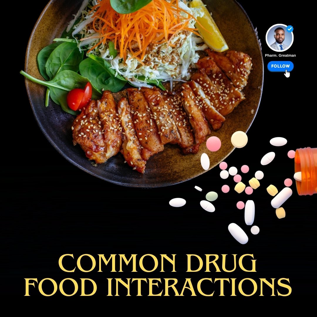 Not every medication 💊 should be taken with every food. 

Some foods can either improve medications, make them inactive or make them harmful 

This thread shows common examples👍🏼

Bookmark for later