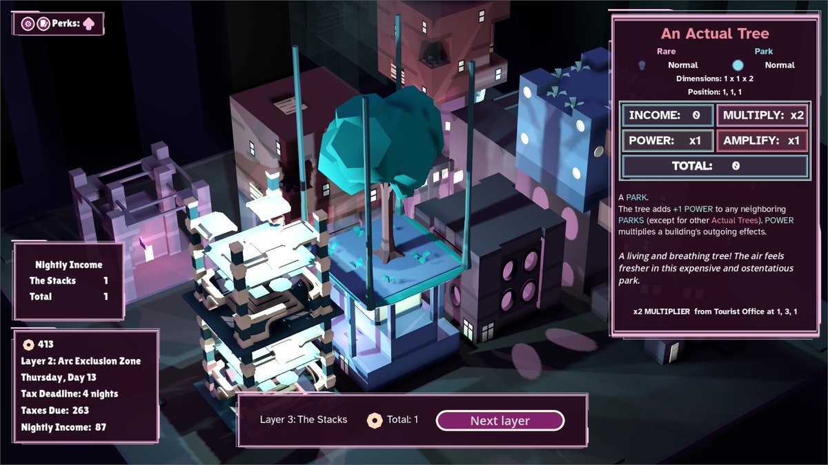 New feature for Neongarten - zooming in and out! It seems like a small thing, but players enjoy looking at their little cyberpunk stack cities. This lets 'em get up close and personal. #screenshotsaturday