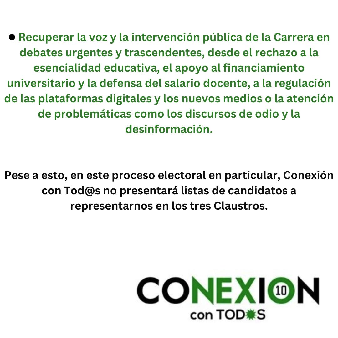 ConexionLista10's tweet photo. ▶️ Más allá de este turno electoral, sostenemos nuestro total compromiso con la Educación Superior como bien social y derecho humano. 

▶️ Seguiremos militando por una Carrera a la altura de su historia, de los desafíos que presenta el momento y de las luchas de nuestro Pueblo. https://t.co/Oi0QeXDcIN