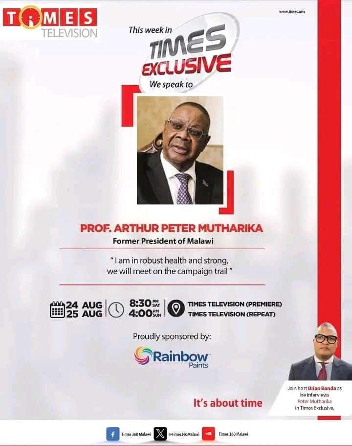 APM (@apmutharika) on Twitter photo Make a date with <a href="/Times360Malawi/">Times 360 Malawi</a> tonight for my exclusive interview. Remember, in 2025, we are on a #ReturnToProvenLeadership Make a date with <a href="/Times360Malawi/">Times 360 Malawi</a> tonight for my exclusive interview. Remember, in 2025, we are on a #ReturnToProvenLeadership