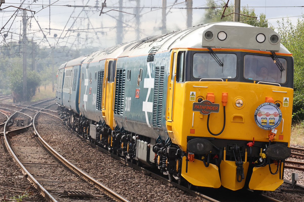 Simply magnificent. I was able to capture The Grampian Highlander powering through Warrington Bank Quay Aberdeen bound today. <a href="/GBRailfreight/">GB Railfreight</a> <a href="/PathfinderTours/">Pathfinder Railtours</a> <a href="/FiftyFund/">Fifty Fund</a>