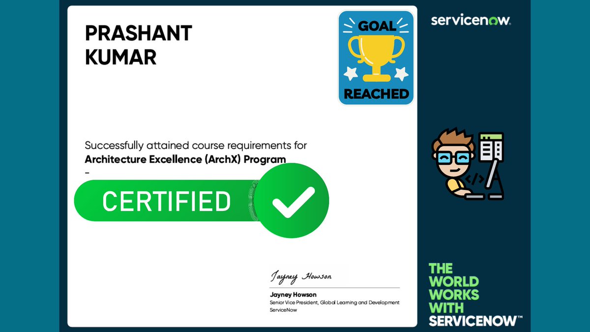 prashantmrshine's tweet photo. 🎉 Excited to announce that I’ve completed my Architecture Excellence (ArchX) Program certification in @ServiceNow! 🚀

#CertificationAchievement #ArchX #ServiceNow #learnit #learnitwithprashant https://t.co/kvwdRrexgo