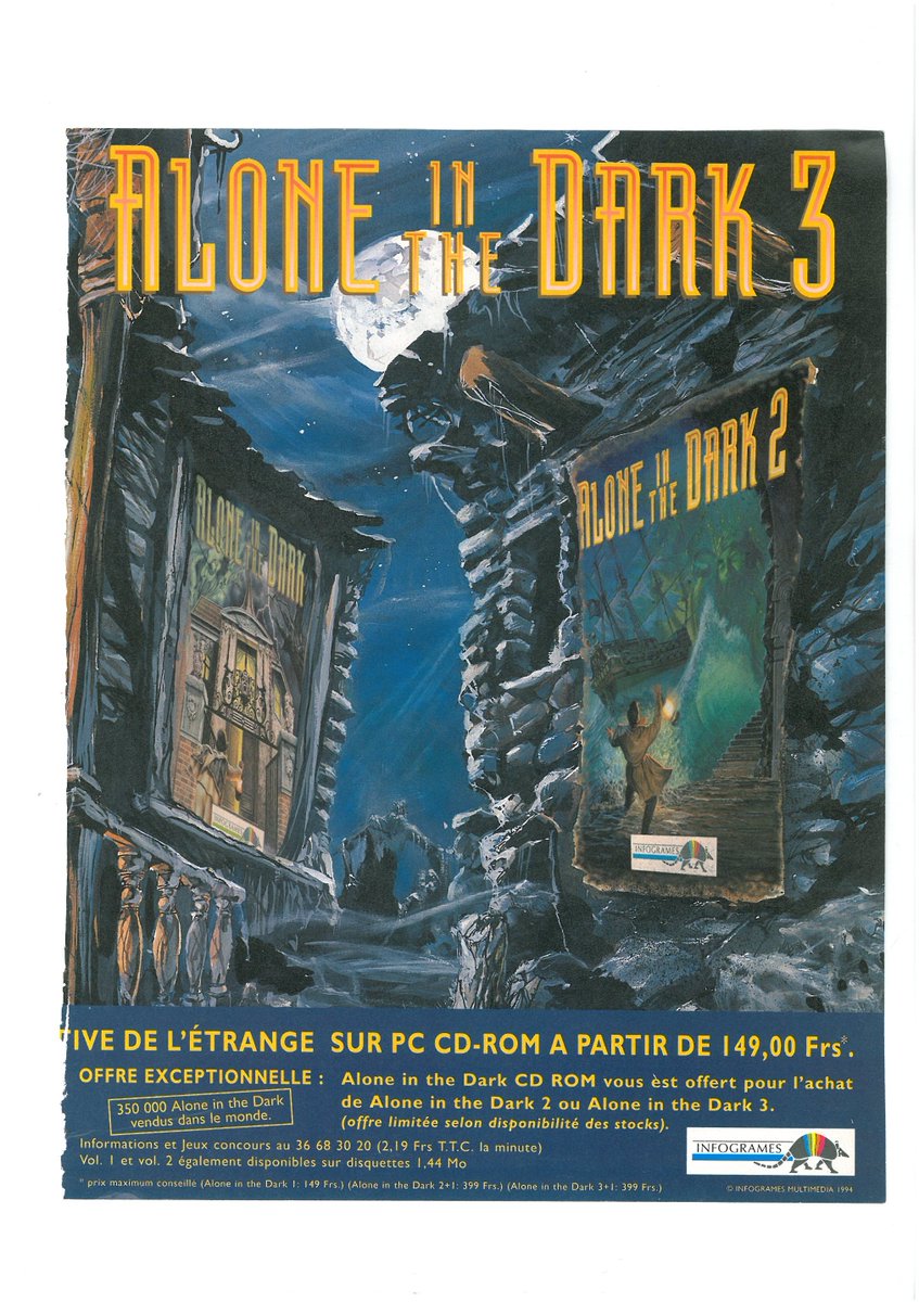 AllmightoFranky's tweet photo. La publicité du jour,bonjour!De la jolie pub vues dans un #Joystick de 1994,avec deux doubles-pages,une pour #Inferno de chez #Ocean sur #PC et #CDrom,puis #AloneintheDark 1,2 et 3 sur #PCcdrom!! #retro #retrogaming #oldschool #micro #80s #90s https://t.co/1cWrfqgKRY
