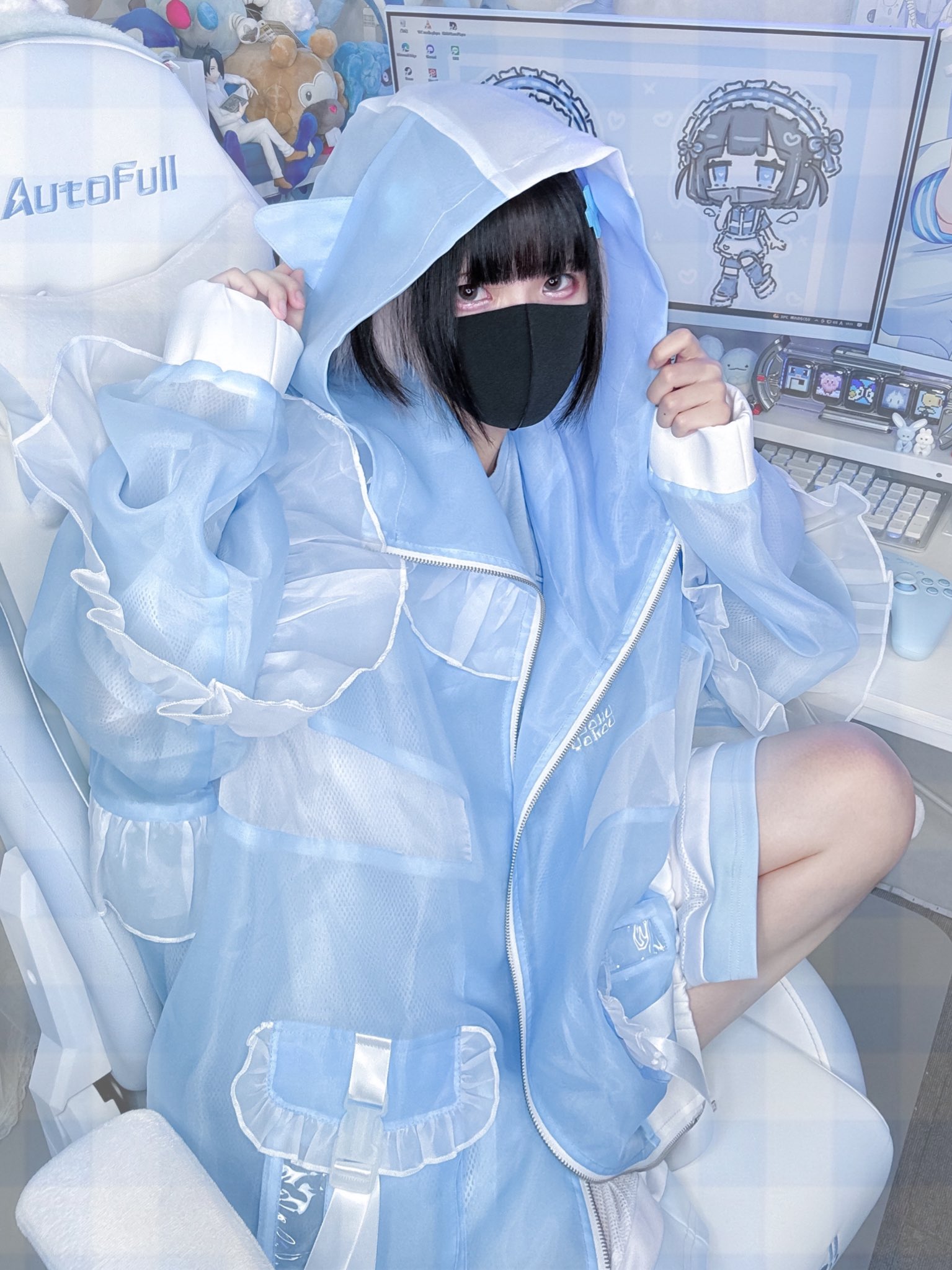 彗色予報 ぬた。 異世界超えるジェネレーターjacket(水色) 上着