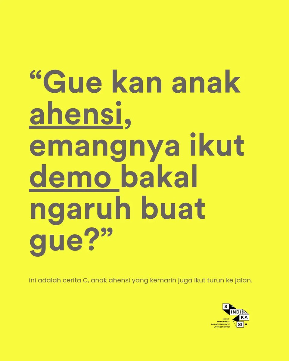 "Gue kan anak ahensi, emangnya ikut demo bakal ngaruh buat gue?"

Ini adalah cerita C, anak ahensi yang kemarin ikut turun ke jalan. 

Sebuah utas 🧵