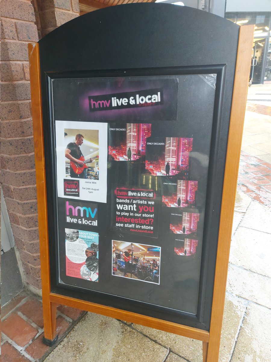 Come in out of the rain this afternoon and enjoy free live music with #hmvliveandlocal.

Jamie Witt and his band will be kicking up a storm from 1pm today.

#guitar #live #musician #yeovil
