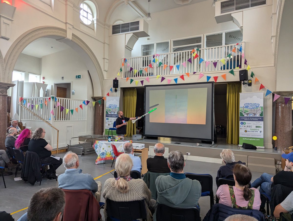 Wuthering Bytes (@wutheringbytes) on Twitter photo Next up it's <a href="/concreted0g/">concretedog @concretedog@mastodon.social</a> with a talk on open source rocketry tools, of course using a rocket as a pointing aid.
#rocketry #rockets #oshcamp24 Next up it's <a href="/concreted0g/">concretedog @concretedog@mastodon.social</a> with a talk on open source rocketry tools, of course using a rocket as a pointing aid.
#rocketry #rockets #oshcamp24