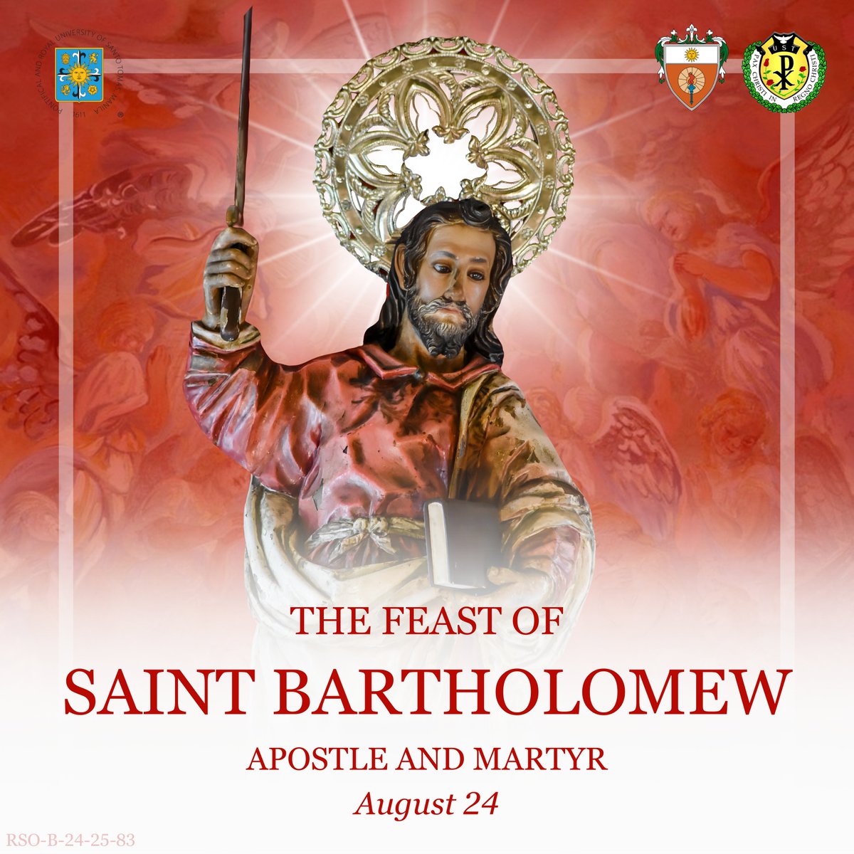 ustpaxeduc's tweet photo. The Holy Mother Church celebrates today the Feast of St. Bartholomew the Apostle.

Apostol San Bartolome, ipanalangin mo kami!

Posted with Permission from the Organization Advisers.
#USTPaxEduc2425 https://t.co/lXwip61yp3