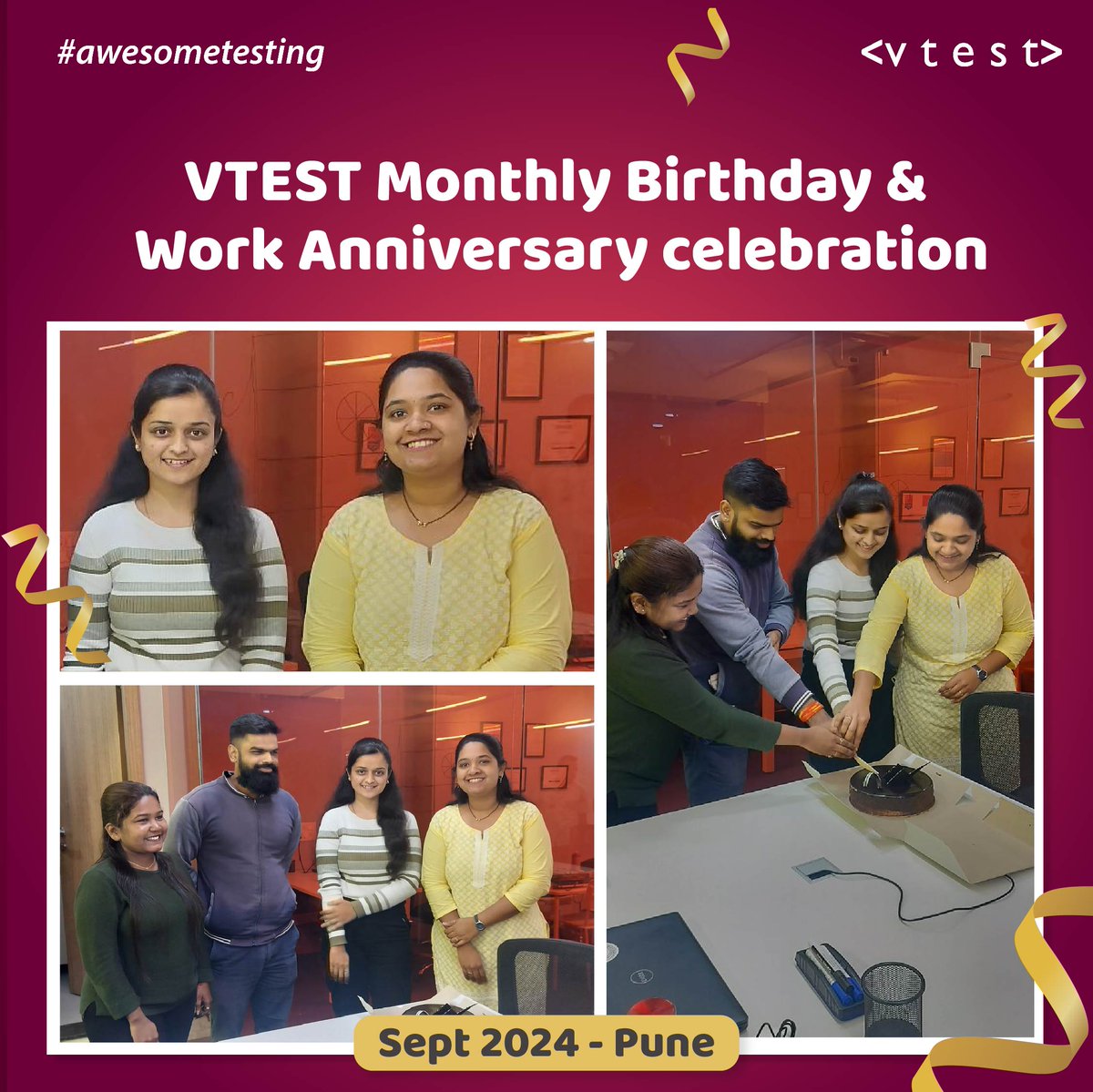 vtestcorp's tweet photo. Cheers to the ones who make VTEST a great place to work!
Happy birthday and happy work anniversary to everyone celebrating this month!
#workanniversary #birthdayvibes #softwaretestingcompany #softwaretestingservices #softwaretesting #testingjobs #awesometesting #vtest https://t.co/6beHhEhv5T
