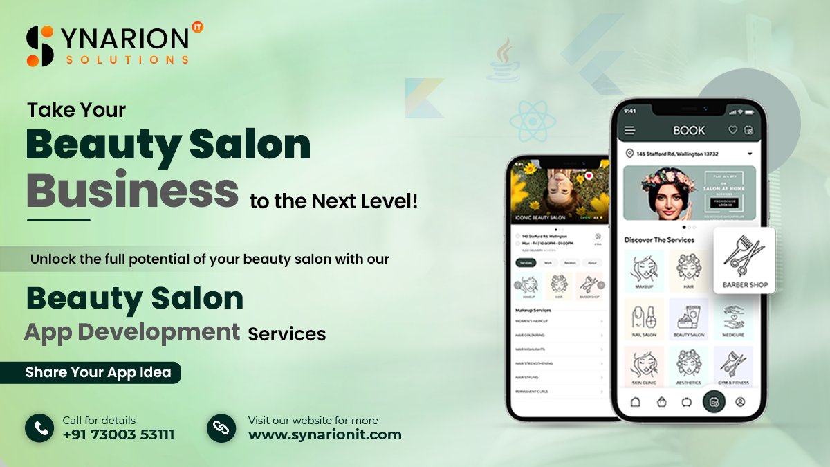 synarionit's tweet image. Ready to expand your 𝐛𝐞𝐚𝐮𝐭𝐲 𝐬𝐚𝐥𝐨𝐧 𝐬𝐞𝐫𝐯𝐢𝐜𝐞𝐬 𝐭𝐨 𝐦𝐮𝐥𝐭𝐢𝐩𝐥𝐞 𝐜𝐢𝐭𝐢𝐞𝐬?  

Take your business online with a custom beauty salon app! 

#BeautySalonAppDevelopment #SalonAppDevelopment #OnlineHairSpecialistBooking #ParlourAppDevelopment