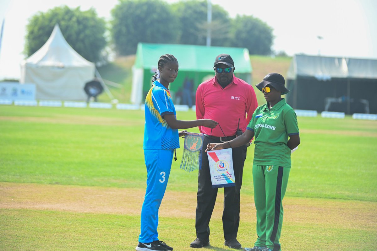 CricketSL1942's tweet photo. #🪙 Toss Update: Sierra Leone won the toss and chose to bowl first against Eswatini at Gahanga 2. Exciting match ahead! 🌟🏏 
#U19AfricaWomenWCQualifiers 
#CricketSL1942 
#RwandaCricket https://t.co/RAi4nskoMp