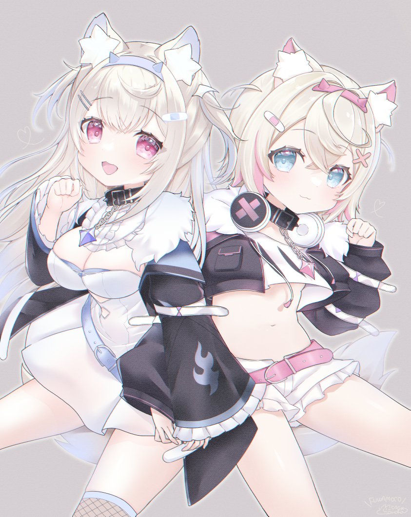 フワワ・アビスガード ,フワワ・アビスガード(通常) ,モココ・アビスガード ,モココ・アビスガード(通常) 「FUWAMOCO#FWMCpix 」|ゆんちゃ*/お絵描きVtuber結乃りぼん💝のイラスト