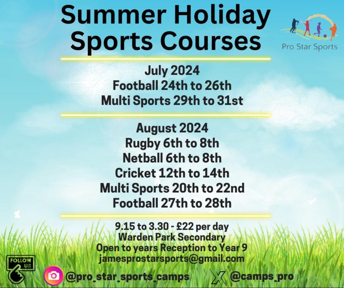 Pro Star Sports Camps (@camps_pro) on Twitter photo We have had over 750 children involved in the summer sports courses, final course on Tuesday <a href="/CuckfieldCosmos/">Cuckfield Cosmos FC</a> <a href="/HHTFC/">Haywards Heath Town FC</a> <a href="/lindfield_fc/">Lindfield FC</a> <a href="/hassocksfc/">Hassocks FC 🏆</a> <a href="/bhtfcjuniors/">Burgess Hill Town FC Juniors</a> <a href="/Official_BHTFC/">Burgess Hill Town FC (P)</a> <a href="/HeathRugbyClub/">Haywards Heath RFC</a> <a href="/CuckfieldTownFC/">Cuckfield Town FC</a> <a href="/HaywardsHeathCC/">Haywards Heath CC</a> <a href="/CuckfieldCC/">Cuckfield CC</a> <a href="/AnstyCC/">Ansty CC</a> October half term dates are out 👌 We have had over 750 children involved in the summer sports courses, final course on Tuesday <a href="/CuckfieldCosmos/">Cuckfield Cosmos FC</a> <a href="/HHTFC/">Haywards Heath Town FC</a> <a href="/lindfield_fc/">Lindfield FC</a> <a href="/hassocksfc/">Hassocks FC 🏆</a> <a href="/bhtfcjuniors/">Burgess Hill Town FC Juniors</a> <a href="/Official_BHTFC/">Burgess Hill Town FC (P)</a> <a href="/HeathRugbyClub/">Haywards Heath RFC</a> <a href="/CuckfieldTownFC/">Cuckfield Town FC</a> <a href="/HaywardsHeathCC/">Haywards Heath CC</a> <a href="/CuckfieldCC/">Cuckfield CC</a> <a href="/AnstyCC/">Ansty CC</a> October half term dates are out 👌