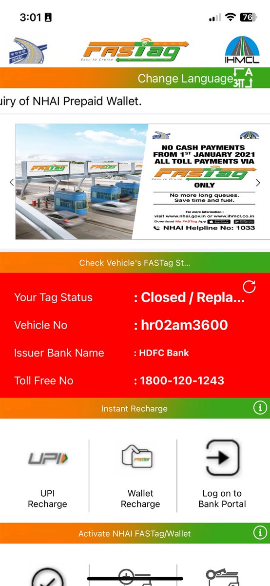 AkshayTyagi712's tweet photo. @HDFCBank_Cares It has already been closed. Just your backhand team is not able to deliver. Even in the @nhpcltd app, only @HDFC_Bank FASTag is visible. https://t.co/dm0xgCtw7d