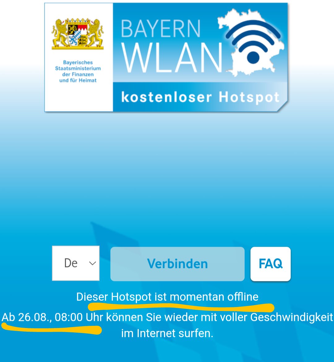 WLAN mit Öffnungszeiten... Das ist mal wieder #Bayern in Höchstform 😑