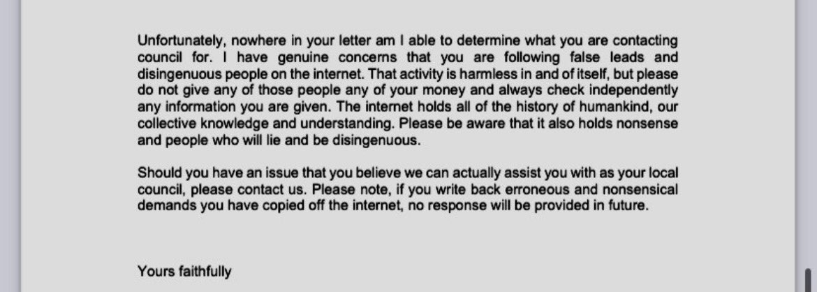 TinfoilTales_AU's tweet image. A few months ago some freedom folk stopped paying their council rates - then they stopped paying other bills, trying to use Bills of Exchange instead

Well, as anticipated some people are starting to receive letters 

And one of the letters is magnificent