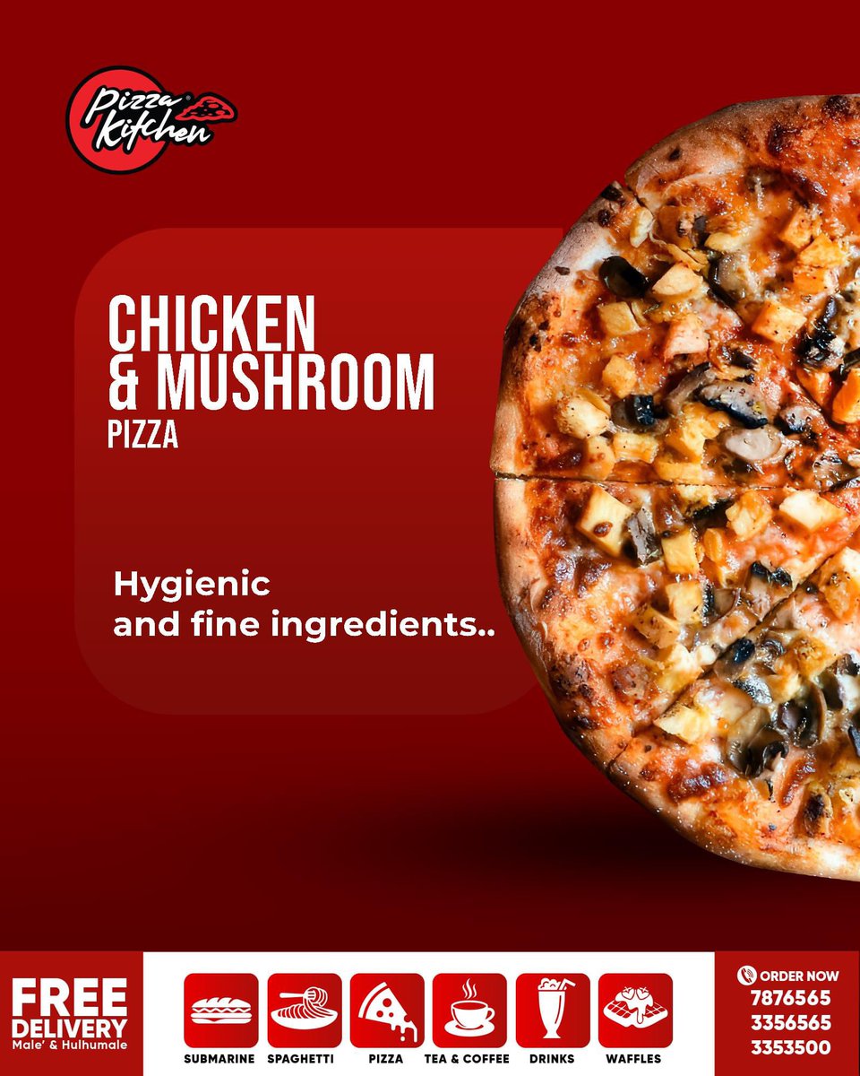 MVPizzaKitchen's tweet photo. Saucy, cheesy, goodness! 🤤 Chicken & mushroom pizza, fresh out of the oven. 😍
Dine-In, Takeaway, Delivery
Viber or Call
📱 787 6565
☎️ 335 6565
☎️ 335 3500
#PizzaKitchen #PizzaLovers #TasteofPizzaKitchen #pizzatime #bestingredients #bestservice #bestchef https://t.co/EBsnqmobEF