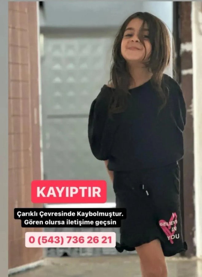 Bulun artık Allah rızası için dünyalar güzeli Narin’i😢😢

Lütfen  tanıyan bilen varsa
0543 736 26 21 numarayı arasın. 
Lütfen RT yapmayı unutmayın.
#NarinGüranNerede