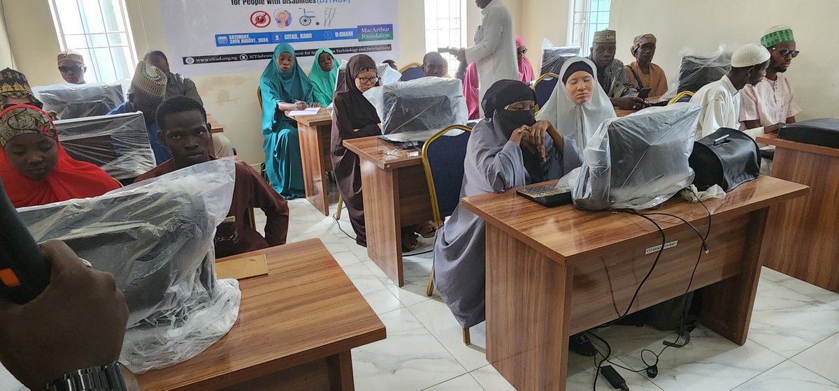 ICTAdvocates's tweet image. Dr. Kole A. Shettima, Africa Director of MacArthur Foundation, @macfound  makes remarks at a ceremony to unveil the Digital Training Hub for People with Disabilities we provide with support from the Foundation @YZYau @a_sabo12 @CitadRadio @APC_News @_Yusuf_Babagana @HamzaFagge69