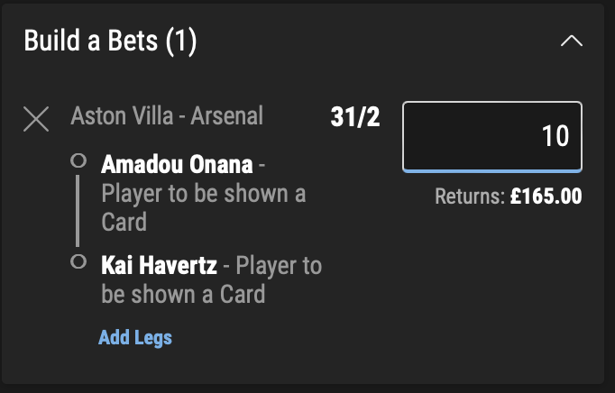 TheCardDealer's tweet photo. 🔥 LATE KICK OFF DOUBLE, BEST PRICED @ BWIN!

✅ You can join BWIN here > https://t.co/TM7ugLWKBZ

🟨 ONANA: 24 cards in just 83.7 domestic league 90s; foul made vs. West Ham opening day, will have plenty of defending to do vs. quality Arsenal side.

🟨 HAVERTZ: 11 cards last season & kicked off the season with a typical 2 fouls in the opener. Always amongst the fouls; made 49 in 29.3 last season (league).

❤️ IF THIS BET LANDS, I'LL GIVE £100 CASH TO A FOLLOWER WHO LIKES/RTS THIS POST. 

#ad new customer offer t&c's apply 18+ https://t.co/ZfrZSdCmHf