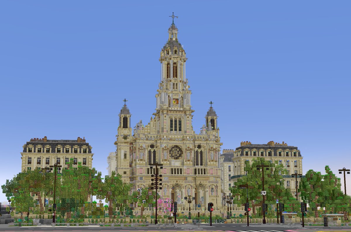 MYodaa_'s tweet photo. The Holy Trinity church in Paris is now mostly finished after more than 6 months of work !!
Here is a first look with the same angles as the older screenshots. 
#Minecraft #minecraft建築コミュ #Minecraftbuilds https://t.co/znvTM42vU4