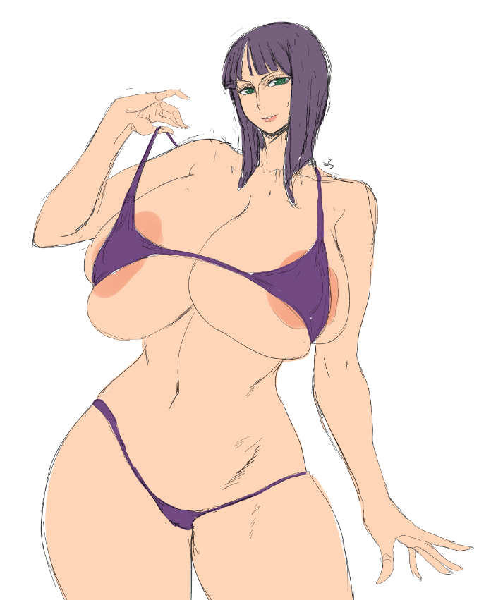 skebリクエストでニコ・ロビン、魔乳千房(魔乳忍法帖)、毒島冴子(HOTD)のビーチで水着スリーショット作業中です ロビンはアラバスタ編(アニメ)の褐色バージョンなあたり大変良いご趣味で作業が捗ります 