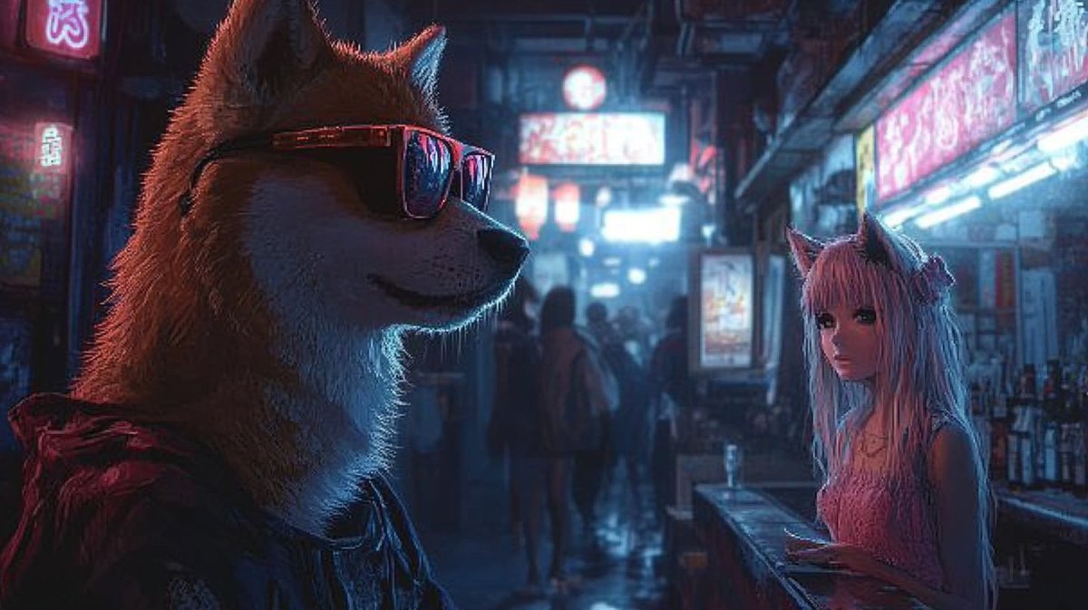 SUNDOGE_MeMe's tweet photo. Just another night in the neon jungle. What’s your story, stranger? ✨

#SunDoge  #MemeToken #TronDog https://t.co/YXU0IjkEFn