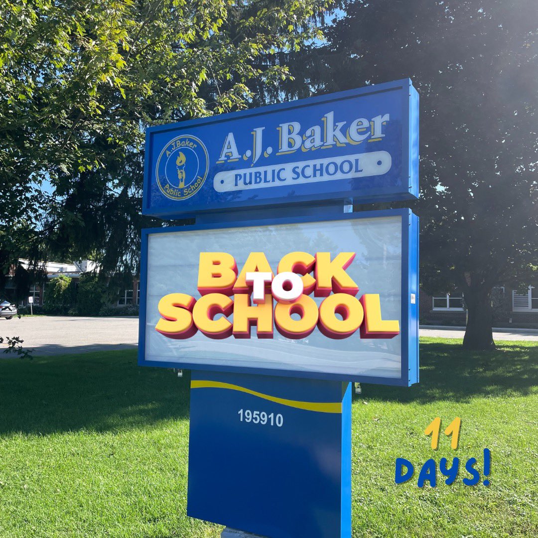 AJBakerKintore's tweet photo. Have you seen the new sign?
If not, you should swing by the school and take a look.
BUT…it doesn’t have any message on it yet.
What should we put on the sign as its very first message?
#schoolsign #countdown #backtoschool #ajbaker https://t.co/UiEDj2CIoN