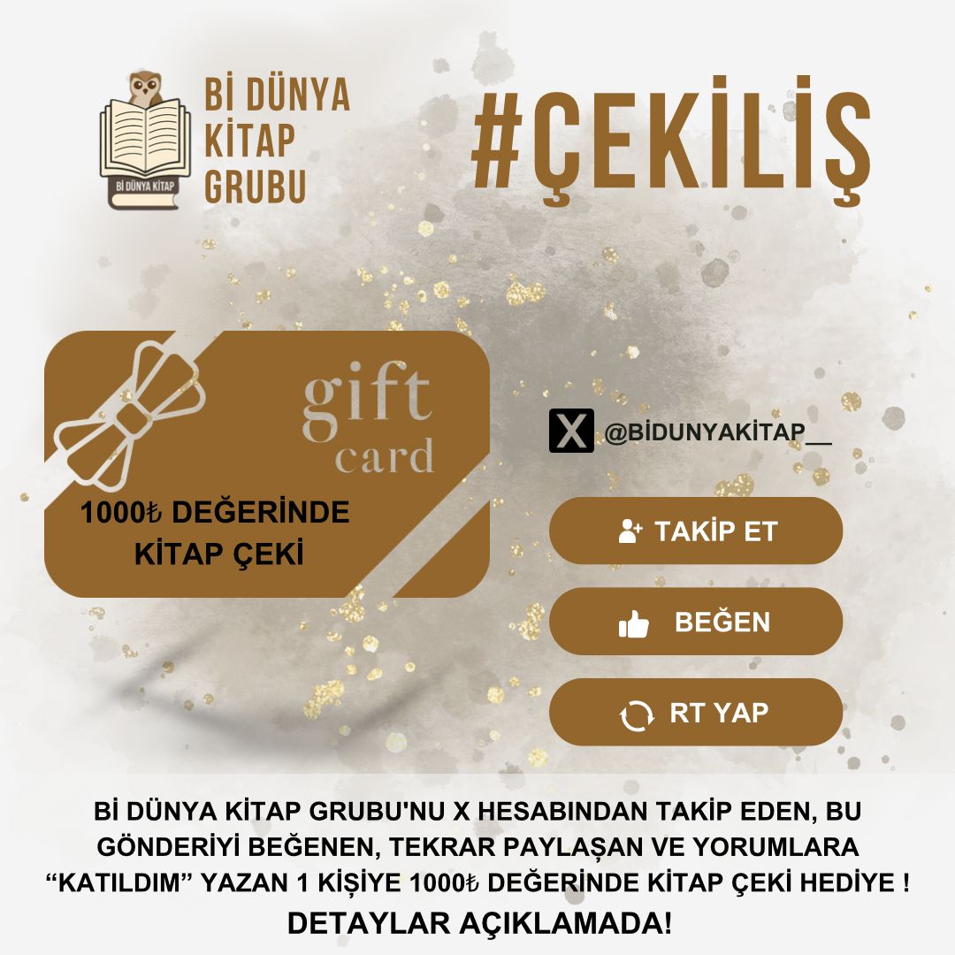 2021 yılında kurulan, 20'den fazla şehirde buluşmaların da düzenlendiği, ücretisiz whatsapp kitap okuma grubuyuz. Ve şimdi de muhteşem bir çekilişle karşınızdayız. 
✨️ÇEKİLİŞ ŞARTLARIMIZ ✨️
X hesabımızı takip etmek.
Bu gönderiyi beğenmek, RT yapmak ve katıldım diye yorum