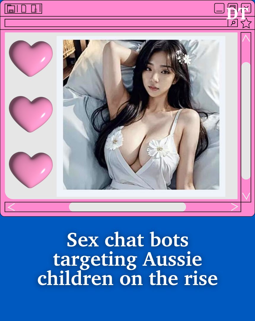Free and dangerous sex chat bots are targeting Australian kids with authorities recording a spike in the popularity of the platforms in the past six months. STORY bit.ly/3YYrjQC