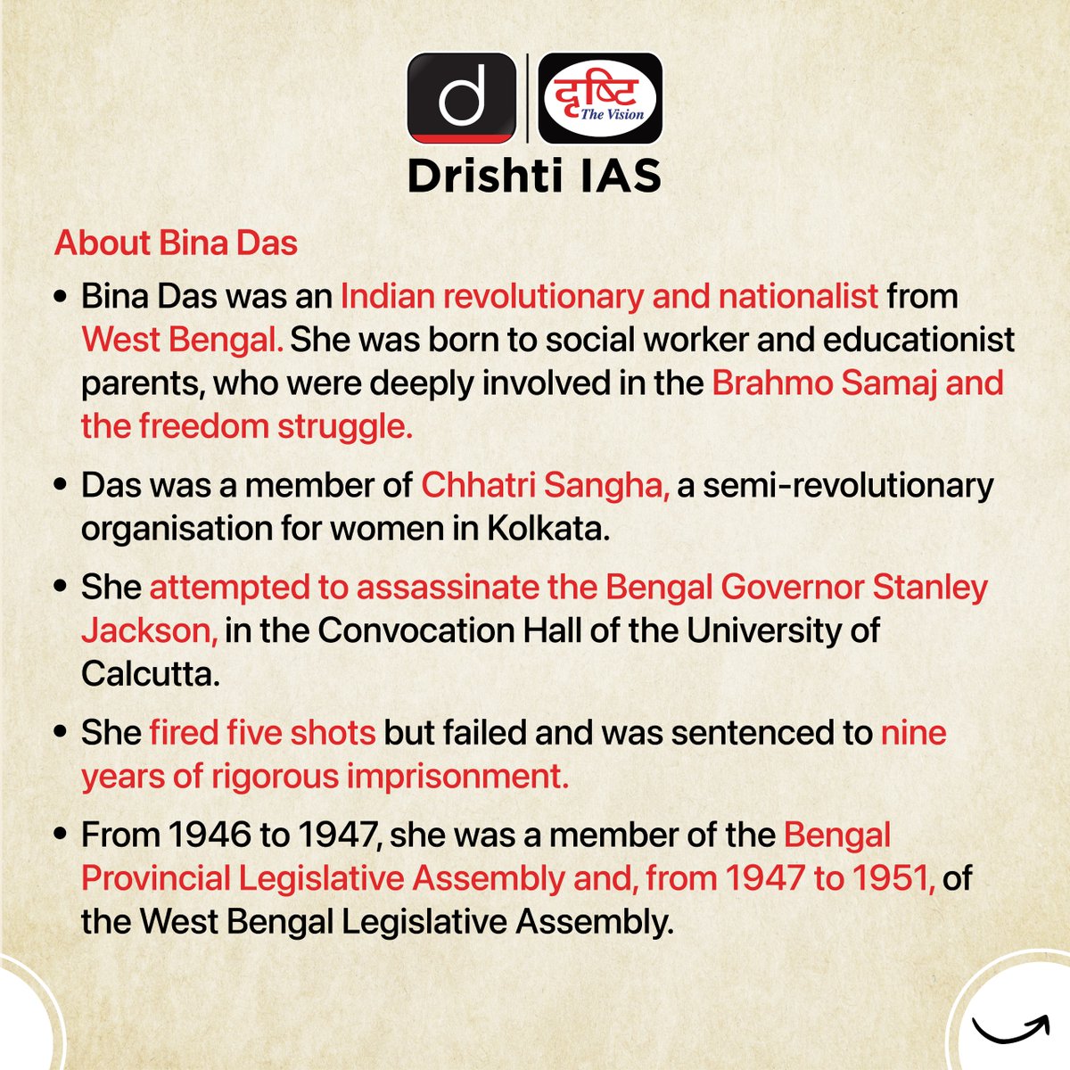 drishtiiaseng's tweet photo. Read about Bina Das: A Revolutionary Spirit in India's Freedom Struggle.
#DrishtiDailyBrief #BinaDas #FreedomFighter #IndianRevolutionary #WestBengal #SocialWorker #FreedomStruggle #Kolkata #History #IndianHistory #BirthAnniversary #UPSC #IAS #DrishtiIAS #DrishtiIASEnglish https://t.co/IgUhXfj716