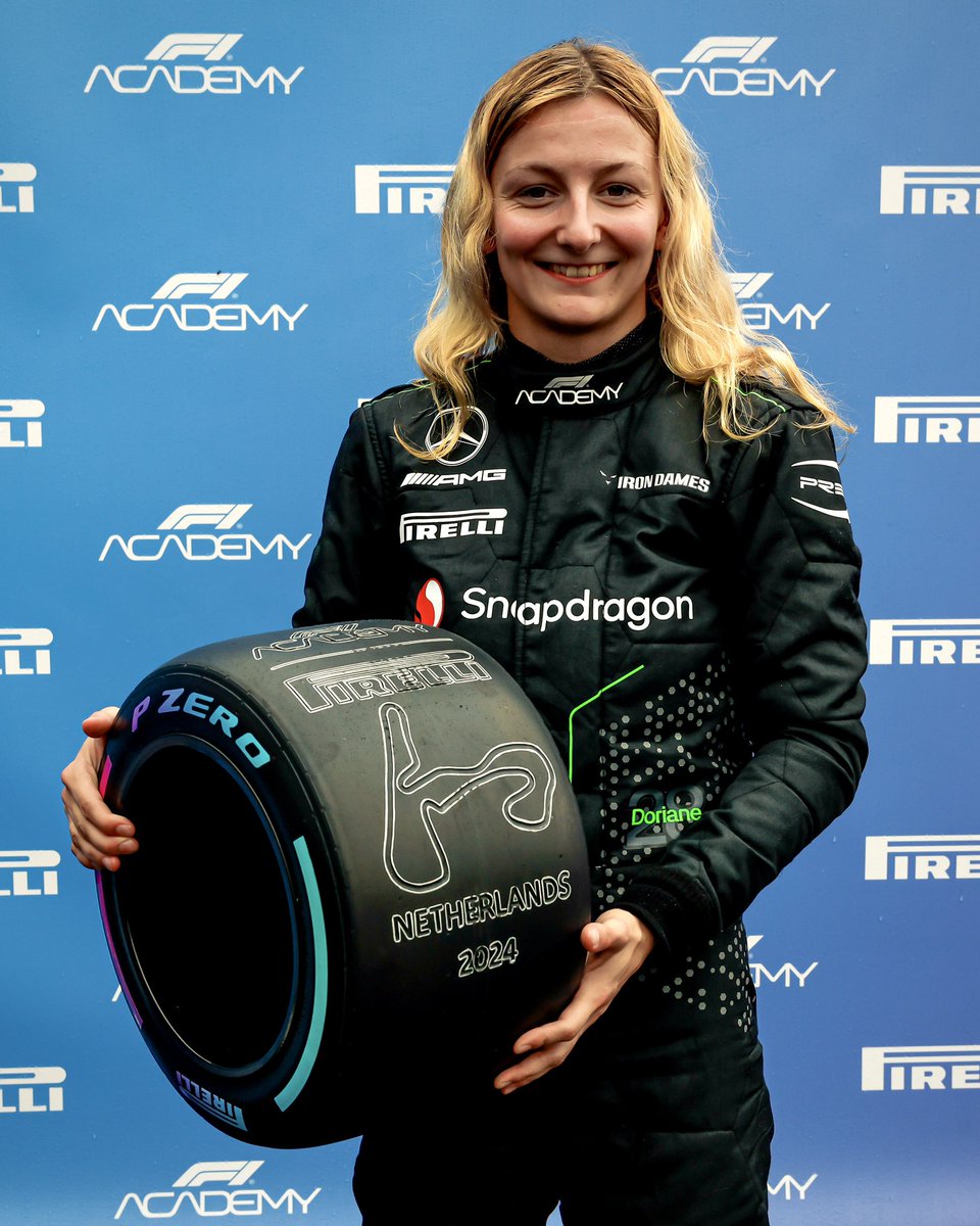 DorianePin's tweet photo. Pole for tomorrow’s race and P2 for today! 👊

Feels good to be lining up at the front of the grid again. Thanks to my team for the great car. All eyes on Race 1 now, let’s go!

#F1Academy #DutchGP https://t.co/ttzMvalrd3